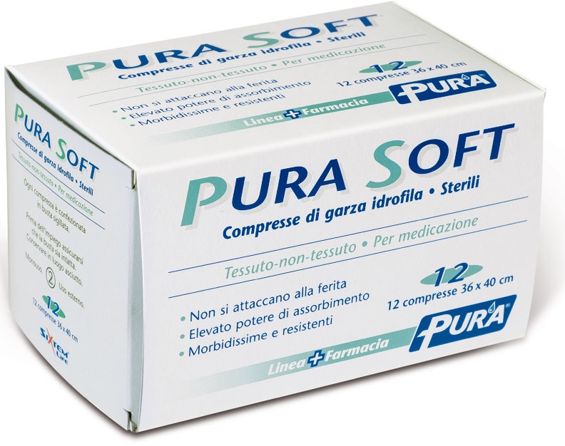 GARZA IN TESSUTO NON TESSUTO PURA SOFT 36X40CM 12 PEZZI - Okfarmacia
