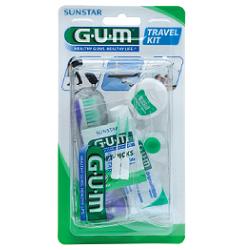 GUM TRAVEL KIT VIAGGIO 1 SPAZZOLINO PIEGHEVOLE GUM TRAVEL + 1 DENTIFRICIO VIAGGIO 12 ML + 1 ROCCHETTO FILO INTERDENTALE 10MT + 2 SCOVOLINI GOMMA GUM SOFT PICKS - Okfarmacia