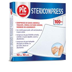 GARZA COMPRESSA IDROFILA PIC STERICOMPRESS 10X10 CM 4 BUSTE  25 PEZZI - Okfarmacia