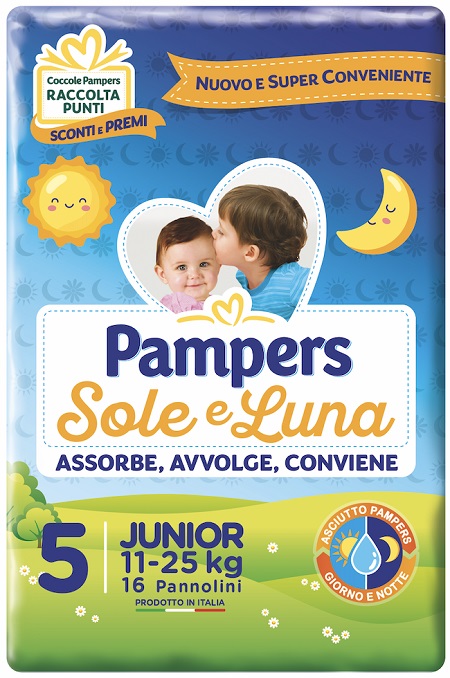 PANNOLINO PER BAMBINO PAMPERS SOLE & LUNA FLASH JUNIOR 16 PEZZI - Okfarmacia