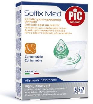 CEROTTO PIC SOFFIX MED IN TNT CON TAMPONE CENTRALE ASSORBENTE STERILE MONOUSO 5X7 CM ANTIBATTERICO 5 PEZZI - Okfarmacia