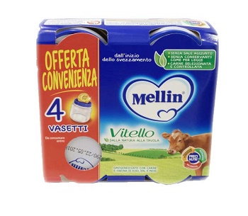 MELLIN OMOGENEIZZATO VITELLO 4 PEZZI X 80 G - Okfarmacia