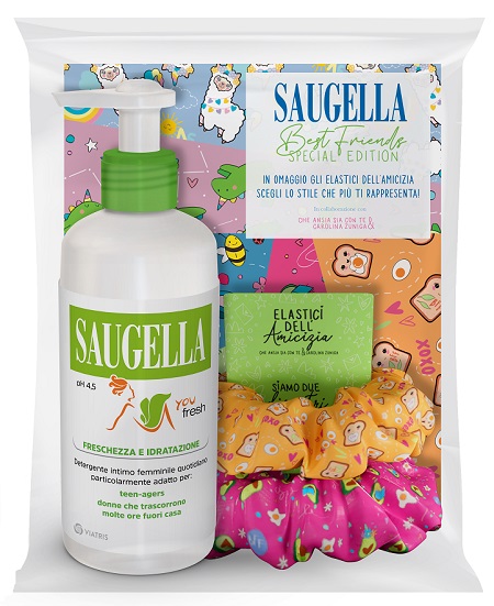 SAUGELLA BUNDLE YOU FRESH PH 4,5 DETERGENTE INTIMO FRESCHEZZA E IDRATAZIONE + SCRUNCHIES IN OMAGGIO - Okfarmacia