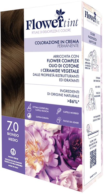 FLOWERTINT COLORAZIONE IN CREMA PERMANENTE 7,0 BIONDO MEDIO - Okfarmacia