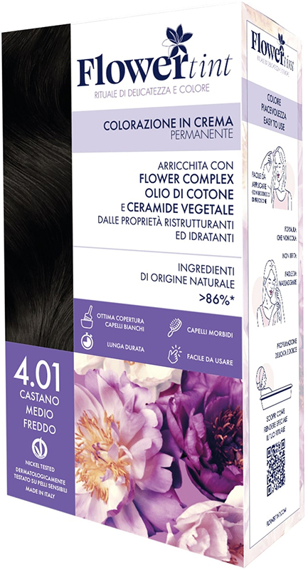 FLOWERTINT COLORAZIONE IN CREMA PERMANENTE 4,01 CASTANO MEDIO FREDDO - Okfarmacia