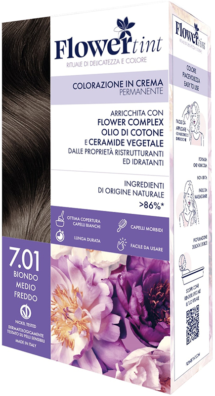 FLOWERTINT COLORAZIONE IN CREMA PERMANENTE 7,01 BIONDO MEDIO FREDDO - Okfarmacia