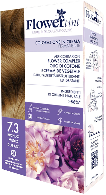 FLOWERTINT COLORAZIONE IN CREMA PERMANENTE 7,3 BIONDO MEDIO DORATO - Okfarmacia