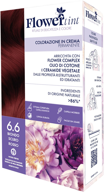 FLOWERTINT COLORAZIONE IN CREMA PERMANENTE 6,6 BIONDO SCURO ROSSO - Okfarmacia