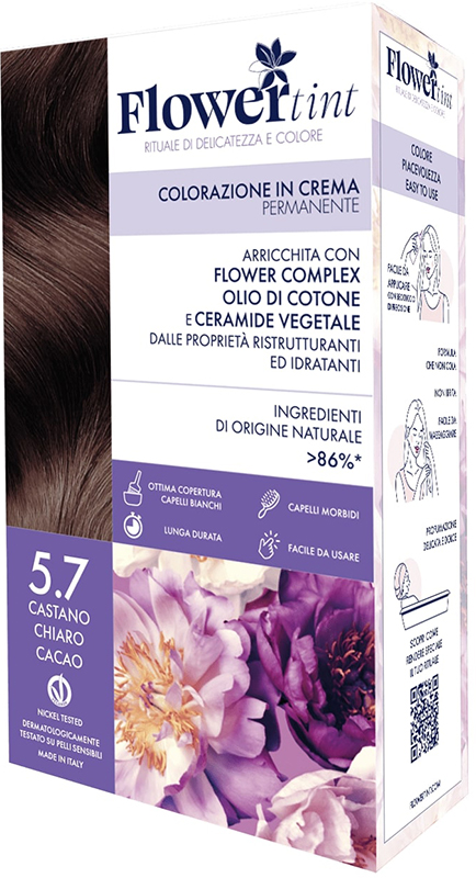 FLOWERTINT COLORAZIONE IN CREMA PERMANENTE 5,7 CASTANO CHIARO CACAO - Okfarmacia