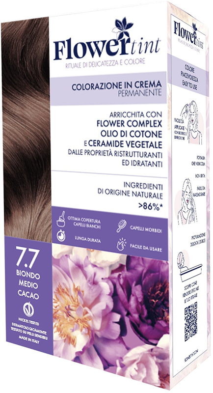 FLOWERTINT COLORAZIONE IN CREMA PERMANENTE 7,7 BIONDO MEDIO CACAO - Okfarmacia
