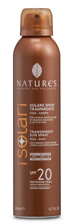 NATURE'S I SOLARI SPRAY TRASPARENTE SPF20 200 ML - Okfarmacia