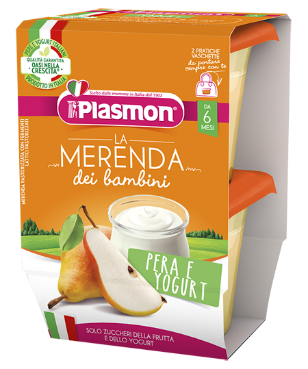 PLASMON LA MERENDA DEI BAMBINI SAPORI DI NATURA PERA YOGURT ASETTICO 2 X 120 G - Okfarmacia