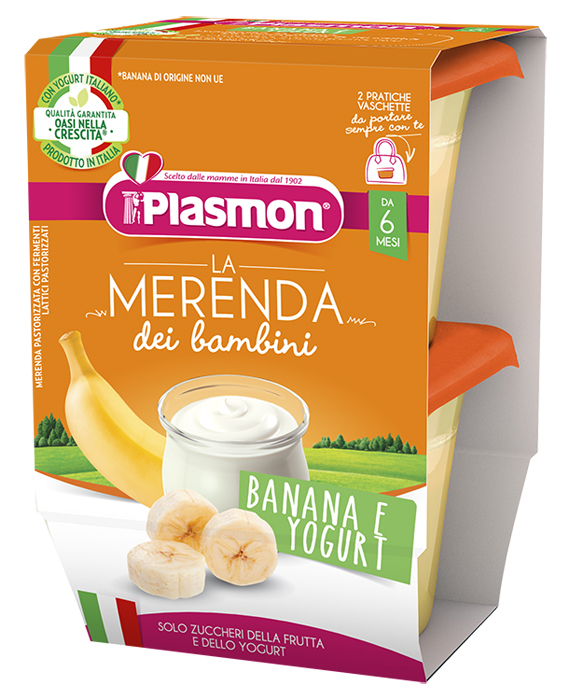 PLASMON LA MERENDA DEI BAMBINI SAPORI DI NATURA BANANA YOGURT ASETTICO 2 X 120 G - Okfarmacia