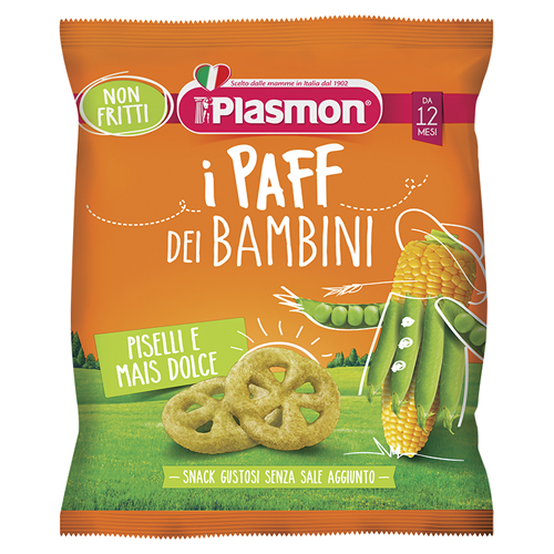 PLASMON DRY SNACK PAFF PISELLI-MAIS 15 G - Okfarmacia