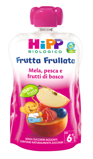 HIPP BIO FRUTTA FRULLATA MELA PESCA FRUTTI DI BOSCO 90 G - Okfarmacia