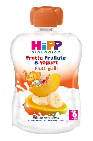 HIPP BIO FRUTTA FRULLATA YOGURT FRUTTI GIALLI 90 G - Okfarmacia