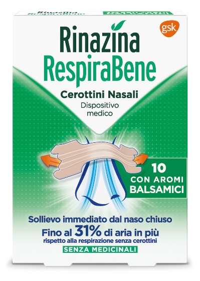 RINAZINA RESPIRABENE CEROTTI NASALI CON AROMI BALSAMICI CARTON 10 PEZZI - Okfarmacia