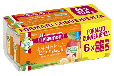 PLASMON OMOGENEIZZATO BANANA/MELA 6 X 104 G - Okfarmacia