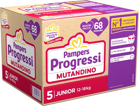 PAMPERS PROGRESSI PANNOLINO A MUTANDINA QUADRI JUNIOR 68 PEZZI - Okfarmacia