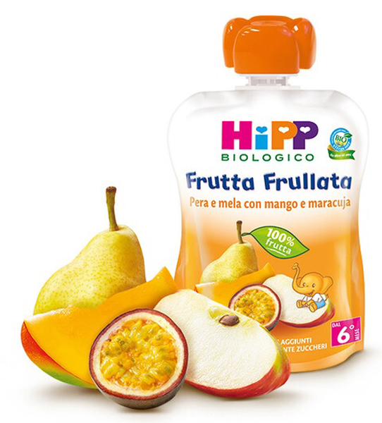 HIPP BIO FRUTTA FRULLATA PERA/MELA CON MANGO E MARACUJA 90 G - Okfarmacia