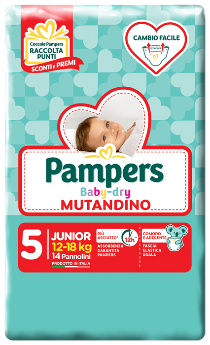 PANNOLINO A MUTANDINA PAMPERS BABY DRY JUNIOR SMALL PACK 14 PEZZI - Okfarmacia
