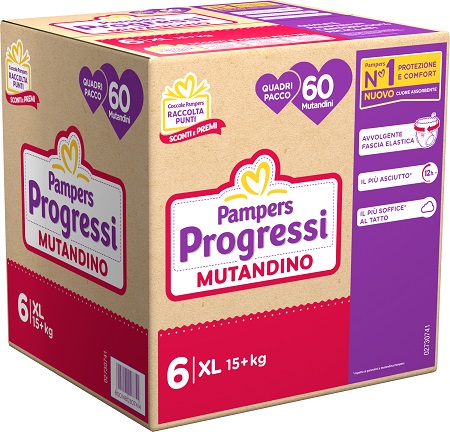 PAMPERS PROGRESSI MUTANDE QUADRI XL 60 PEZZI - Okfarmacia