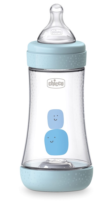 CHICCO BIBERON PERFECT 5 BOY 240 ML IN SILICONE 2 FORI - Okfarmacia