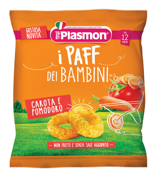 PLASMON DRY SNACK PAFF CAROTA POMODORO 15 G - Okfarmacia