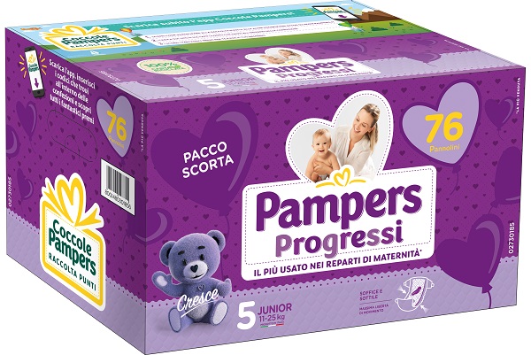 PANNOLINI QUADRIPACK PAMPERS PROGRESSI JUNIOR 76 PEZZI - Okfarmacia