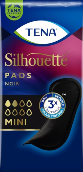 ASSORBENTE NERO INCONTINENZA LEGGERA TENA SILHOUETTE NOIR MINI 18 PEZZI - Okfarmacia
