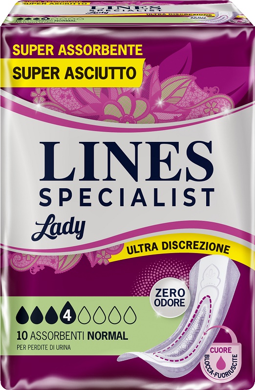 ASSORBENTI PER INCONTINENZA LINES SPECIALIST LADY NORMAL 10 PEZZI - Okfarmacia
