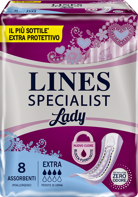 ASSORBENTI LINES SPECIALIST LADY EXTRA IPOALLERGENICI 8 PEZZI - Okfarmacia