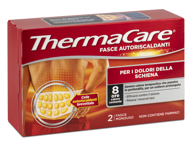 FASCIA AUTORISCALDANTE A CALORE TERAPEUTICO THERMACARE SCHIENA 2 PEZZI - Okfarmacia