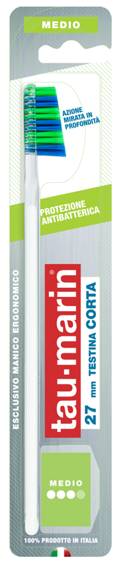TAUMARIN PROFESSIONAL SPAZZOLINO 27 MEDIO TESTINA CORTA PROTEZIONE ANTIBATTERICA - Okfarmacia