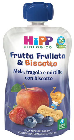 HIPP BIO FRUTTA FRULL&BISCOTTO MELA FRAGOLA MIRTILLO BISCOTTO 90 G - Okfarmacia