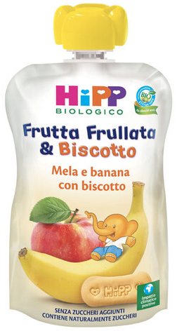 HIPP BIO FRUTTA FRULLATA&BISCOTTO MELA BANANA BISCOTTO 90 G - Okfarmacia
