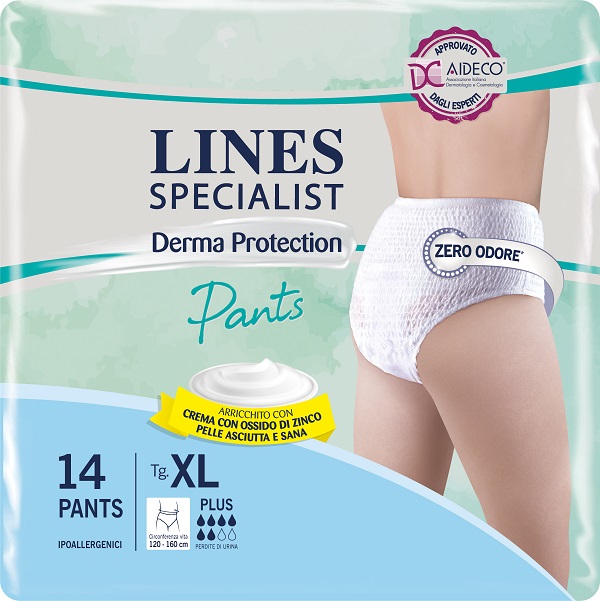 PANNOLONE PER INCONTINENZA LINES SPECIALIST DERMA PANTS PLUS XL 14 PEZZI - Okfarmacia