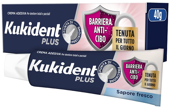 KUKIDENT PLUS BARRIERA ANTI-CIBO FRESCO CREMA ADESIVA DENTIERE 40 G - Okfarmacia