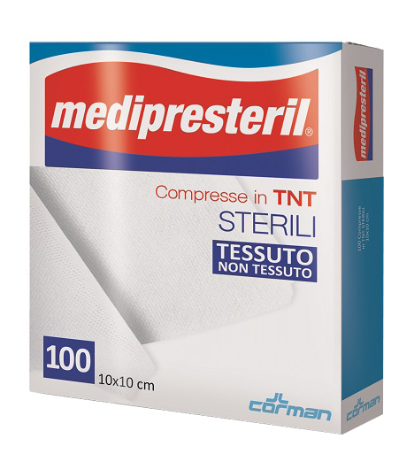 GARZA COMPRESSA MEDIPRESTERIL TNT 10X10CM 100 PEZZI - Okfarmacia