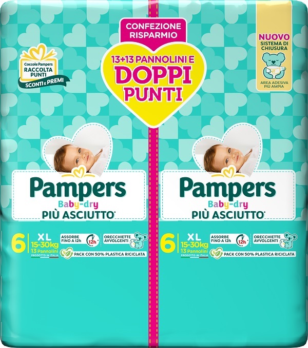 PAMPERS BABY DRY PANNOLINO DUO DOWNCOUNT XL 26 PEZZI - Okfarmacia