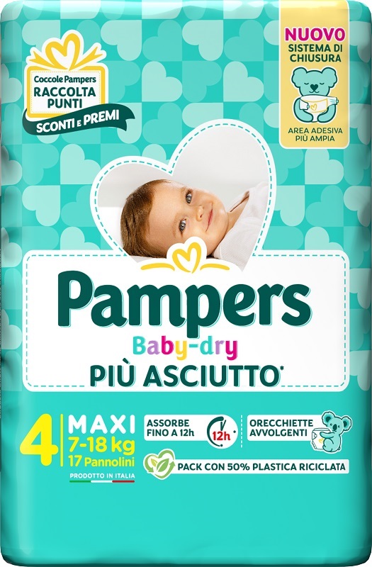 PAMPERS BABY DRY PANNOLINO DOWNCOUNT MAXI 17 PEZZI - Okfarmacia