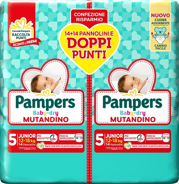 PAMPERS BABY DRY PANNOLINO MUTANDINA JUNIOR DUO DOWNCOUNT 28 PEZZI - Okfarmacia