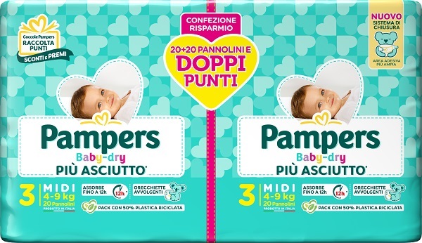 PAMPERS BABY DRY PANNOLINO DUO DOWNCOUNT MIDI 40 PEZZI - Okfarmacia
