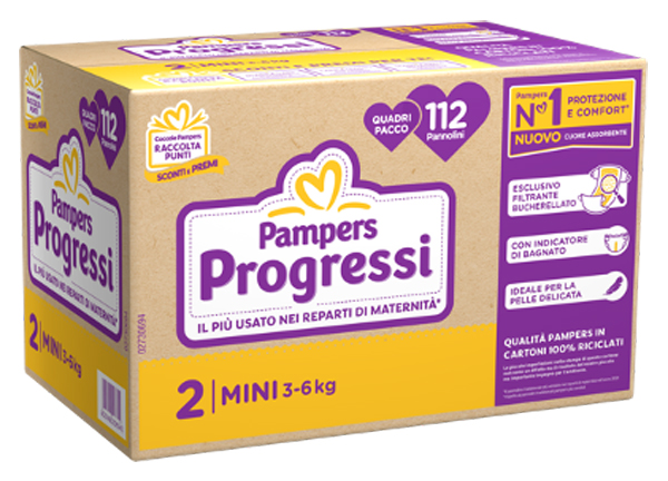 PAMPERS QUADRI PROGRESSI MINI 112 PEZZI - Okfarmacia