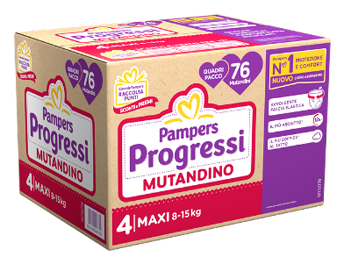 PAMPERS PROGRESSI MUTANDINA QUADRI MAXI 76 PEZZI - Okfarmacia