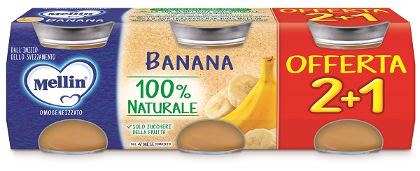 MELLIN OMOGENEIZZATO BANANA 3 PEZZI DA 100 G - Okfarmacia