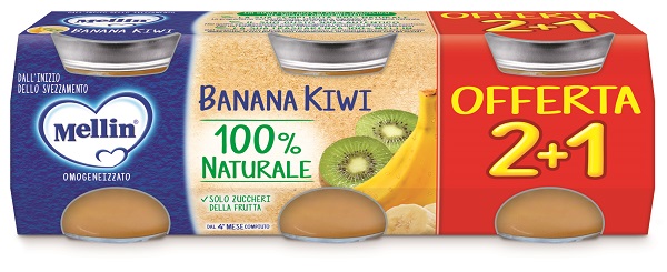 MELLIN OMOGENEIZZATO BANANA KIWI 3 PEZZI DA 100 G - Okfarmacia