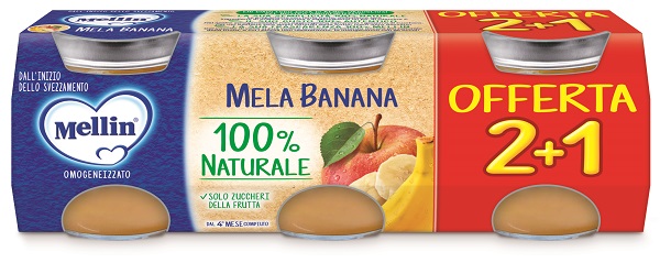 MELLIN OMOGENEIZZATO MELA BANANA 3 PEZZI DA 100 G - Okfarmacia