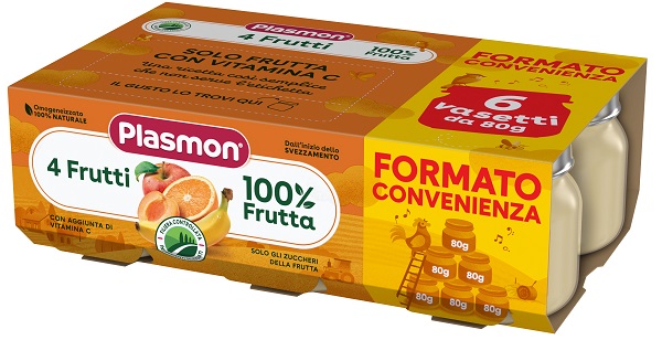 PLASMON OMOGENEIZZATO 4 FRUTTI 6X80 G - Okfarmacia